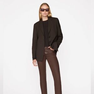 NWT FRAME Chocolate Brown Coated Jeans Denim Pants Size 26
